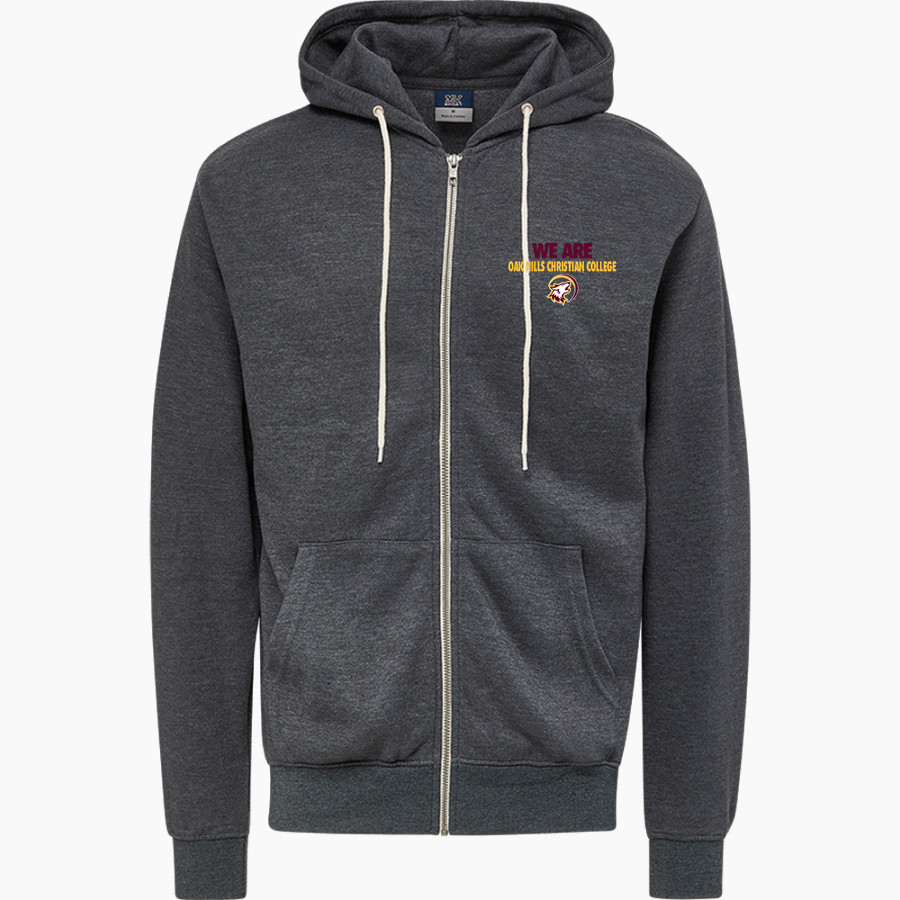 Oak Hills Christian College Wolfpack MV Sport Men's Retro Heather Full-Zip Hoodie