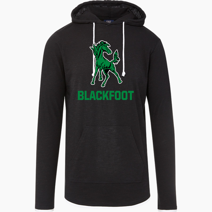 Blackfoot Broncos MV Sport Men's Miles Slub Hooded Long Sleeve Tee