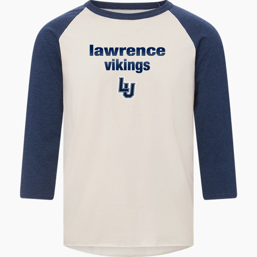 Lawrence University Vikings Online Store <span class="pdp-name-mascot">Lawrence</span> MV Sport Men's 3/4 Sleeve Mickey Baseball Tee