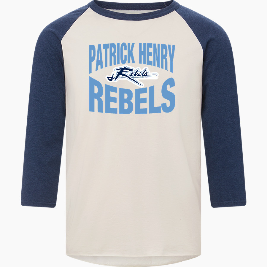 PATRICK HENRY HIGH SCHOOL REBELS <span class="pdp-name-mascot">PATRICK HENRY REBELS</span> MV Sport Men's 3/4 Sleeve Mickey Baseball Tee
