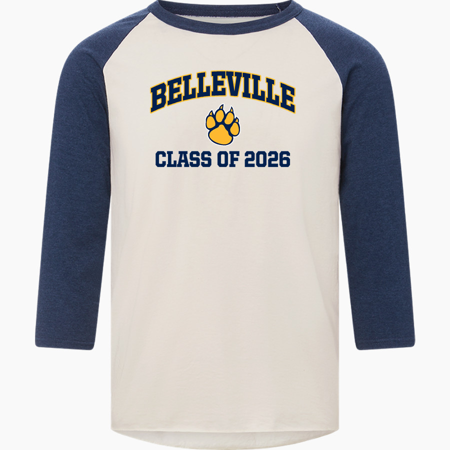 BELLEVILLE HIGH SCHOOL WILDCATS <span class="pdp-name-mascot">BELLEVILLE WILDCATS</span> MV Sport Men's 3/4 Sleeve Mickey Baseball Tee