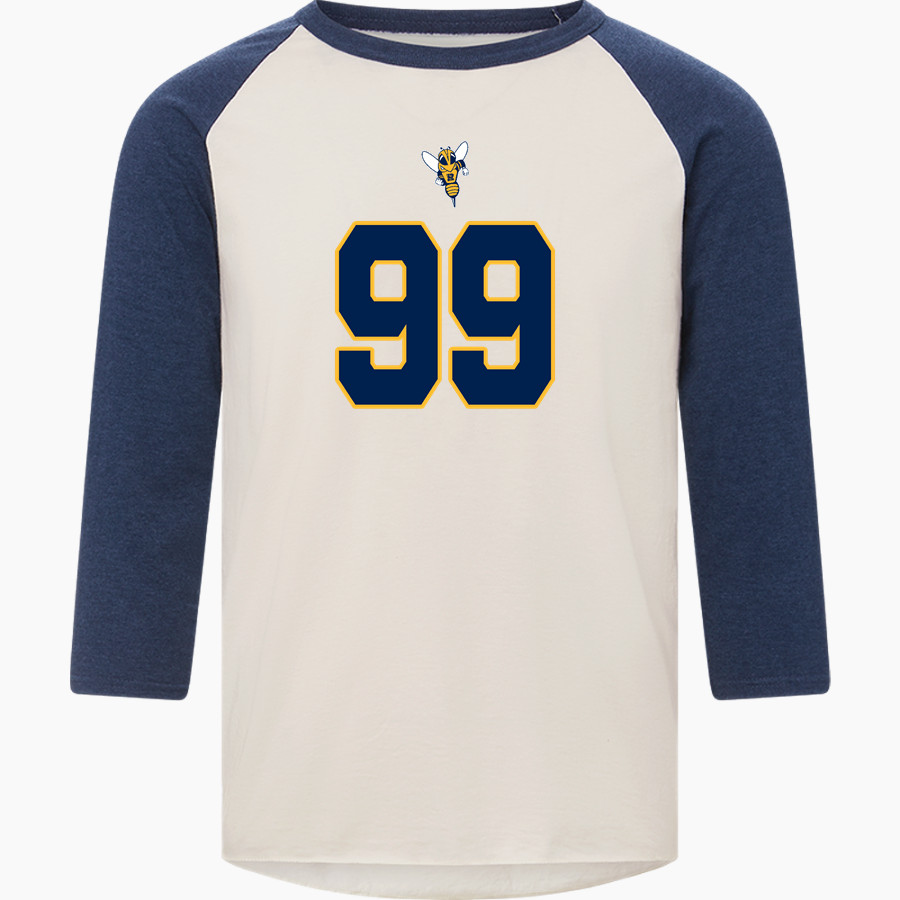 Rochester YellowJackets <span class="pdp-name-mascot">University of Rochester Athletics</span> MV Sport Men's 3/4 Sleeve Mickey Baseball Tee