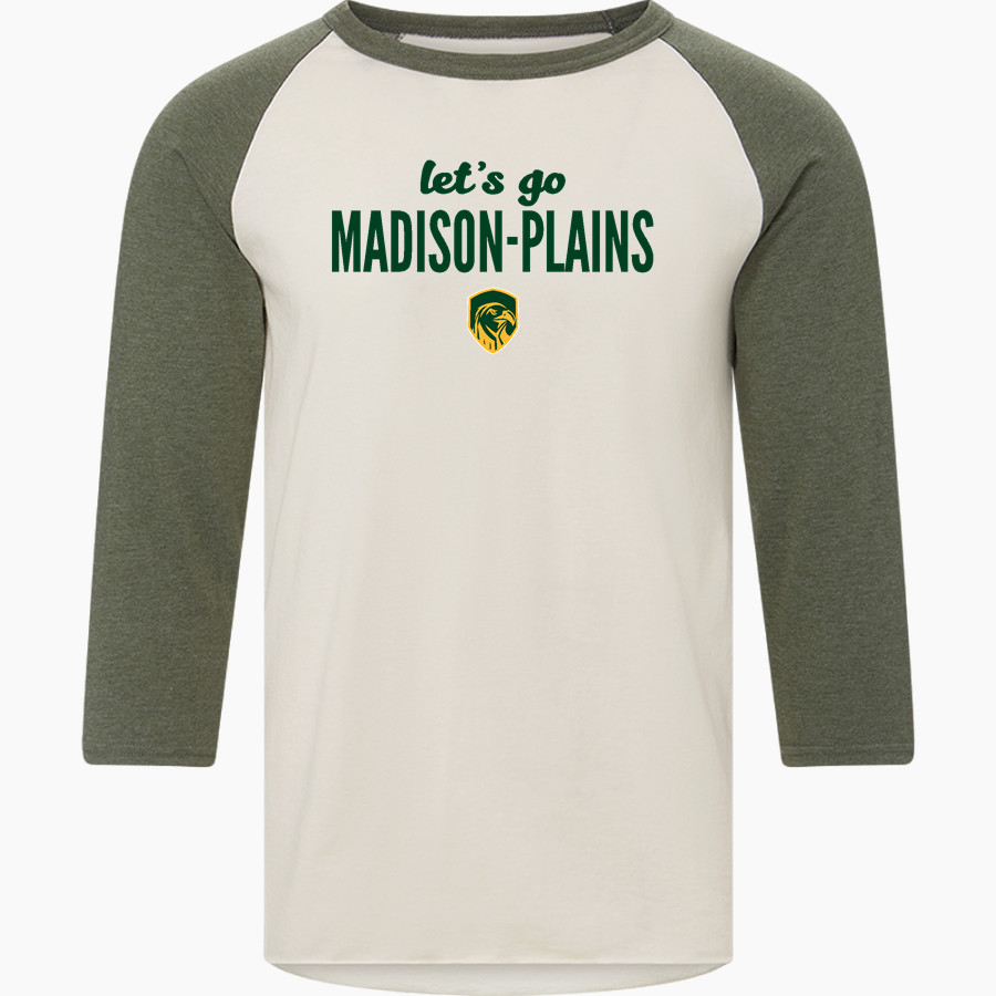 Madison-Plains Golden Eagles <span class="pdp-name-mascot">MADISON-PLAINS EAGLES</span> MV Sport Men's 3/4 Sleeve Mickey Baseball Tee