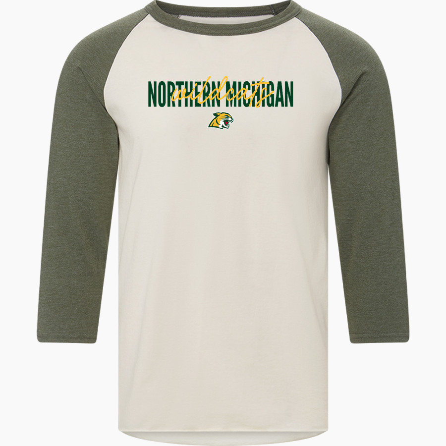 Northern Michigan Wildcats <span class="pdp-name-mascot">Northern Michigan Wildcats</span> MV Sport Men's 3/4 Sleeve Mickey Baseball Tee