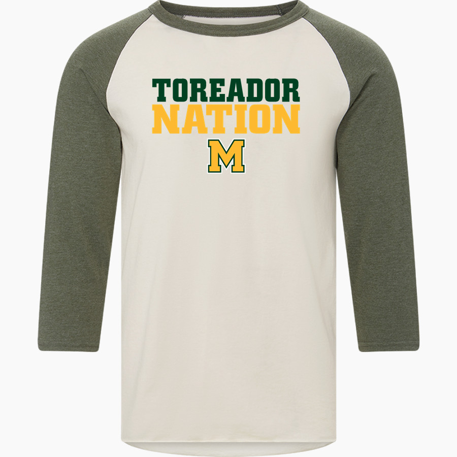 Monterey Toreadores <span class="pdp-name-mascot">Monterey Toreadores</span> MV Sport Men's 3/4 Sleeve Mickey Baseball Tee