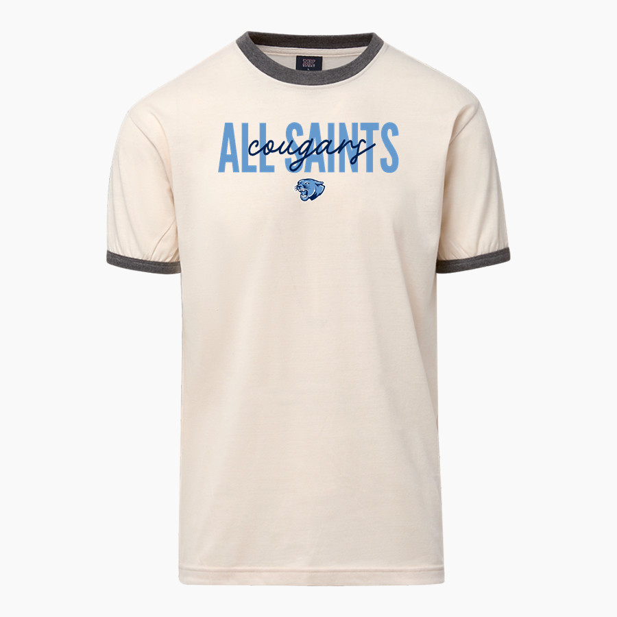 ALL SAINTS CATHOLIC HIGH SCHOOL COUGARS <span class="pdp-name-mascot">ALL SAINTS COUGARS</span> MV Sport Men's Ringer Tee