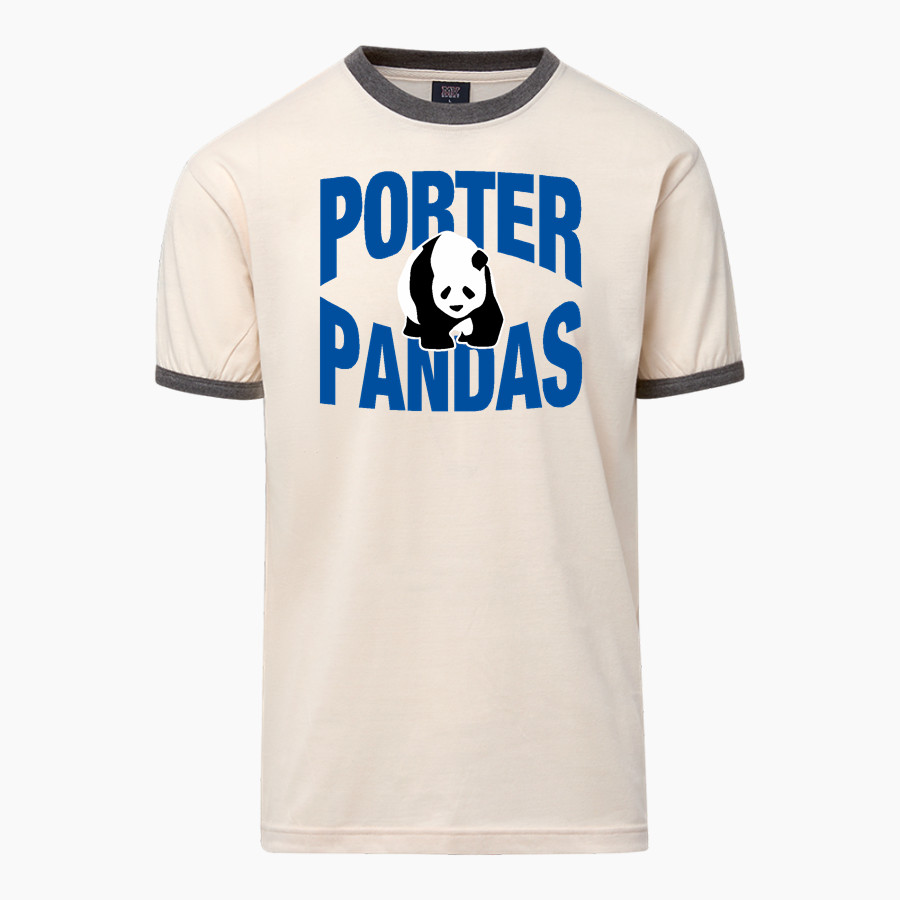 Porter Pandas official sideline store <span class="pdp-name-mascot">Porter Elementary School Pandas</span> MV Sport Men's Ringer Tee