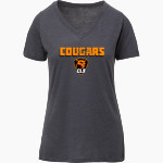 CHRIST LUTHERAN Cougars <span class="pdp-name-mascot">CHRIST LUTHERAN DAY SCHOOL Cougars</span> MV Sport Women's Vera Ringspun Slub V-Neck Tee Front Thumbnail