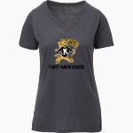 Fort Hays State University Tigers MV Sport Women's Vera Ringspun Slub V-Neck Tee Front Thumbnail