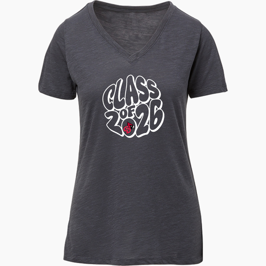 Central Decatur Cardinals MV Sport Women's Vera Ringspun Slub V-Neck Tee