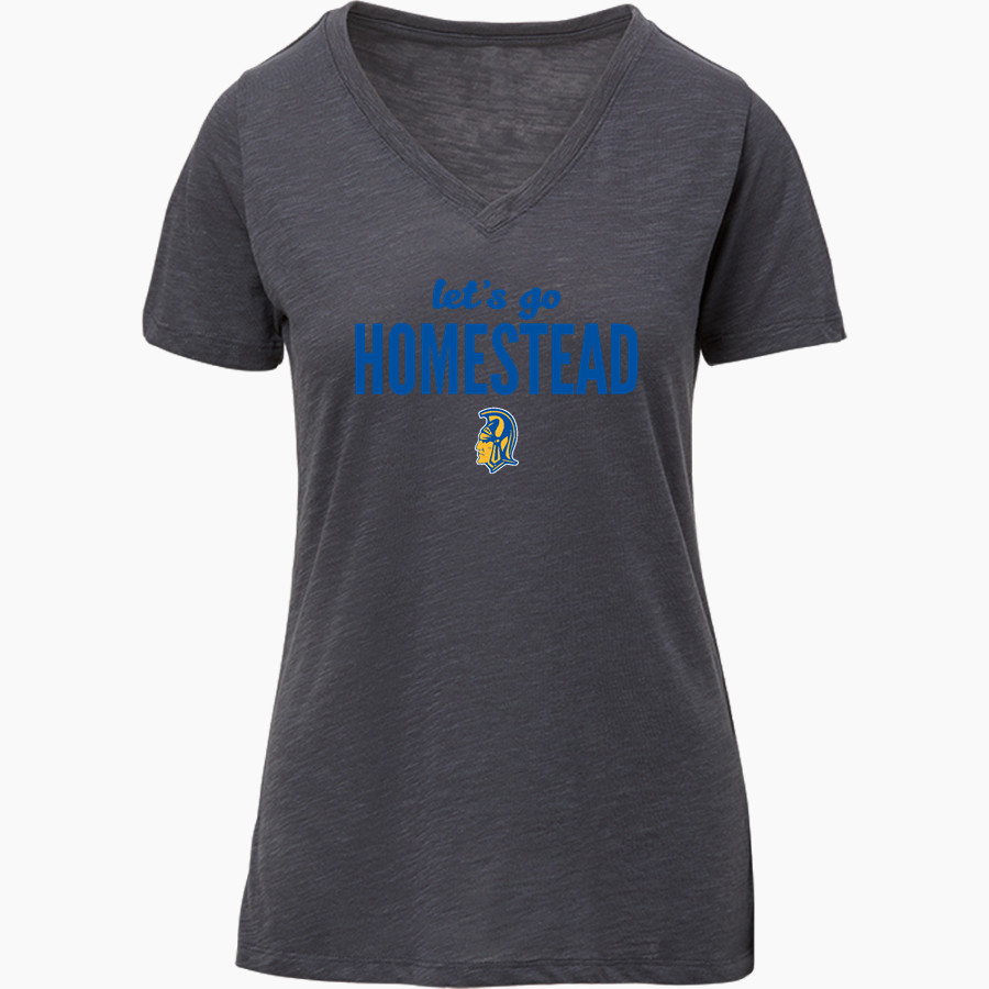HOMESTEAD HIGH SCHOOL SPARTANS <span class="pdp-name-mascot">HOMESTEAD SPARTANS</span> MV Sport Women's Vera Ringspun Slub V-Neck Tee