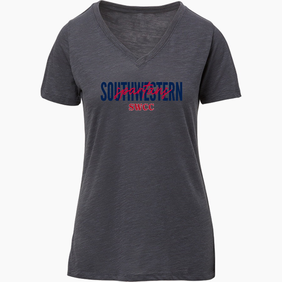 Southwestern Spartans <span class="pdp-name-mascot">Southwestern Spartans</span> MV Sport Women's Vera Ringspun Slub V-Neck Tee