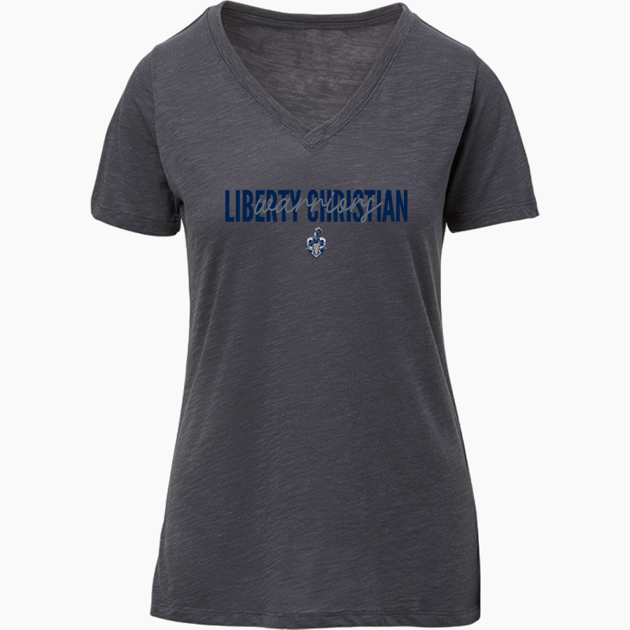Liberty Christian Warriors <span class="pdp-name-mascot">Liberty Christian Warriors</span> MV Sport Women's Vera Ringspun Slub V-Neck Tee