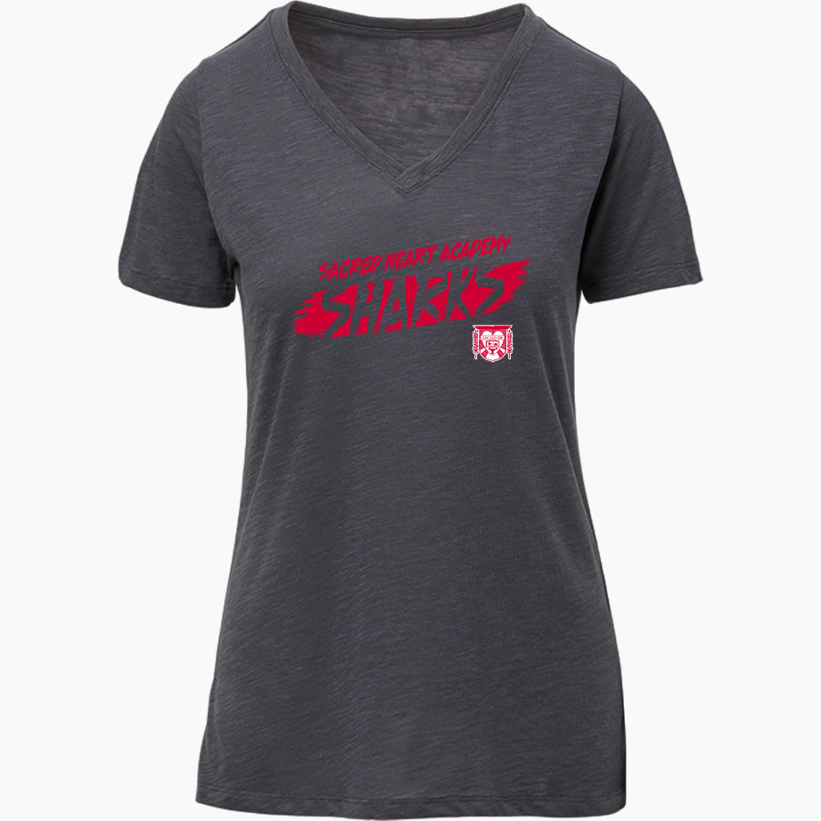 Sacred Heart Academy Sharks <span class="pdp-name-mascot">Sacred Heart Academy Sharks</span> MV Sport Women's Vera Ringspun Slub V-Neck Tee