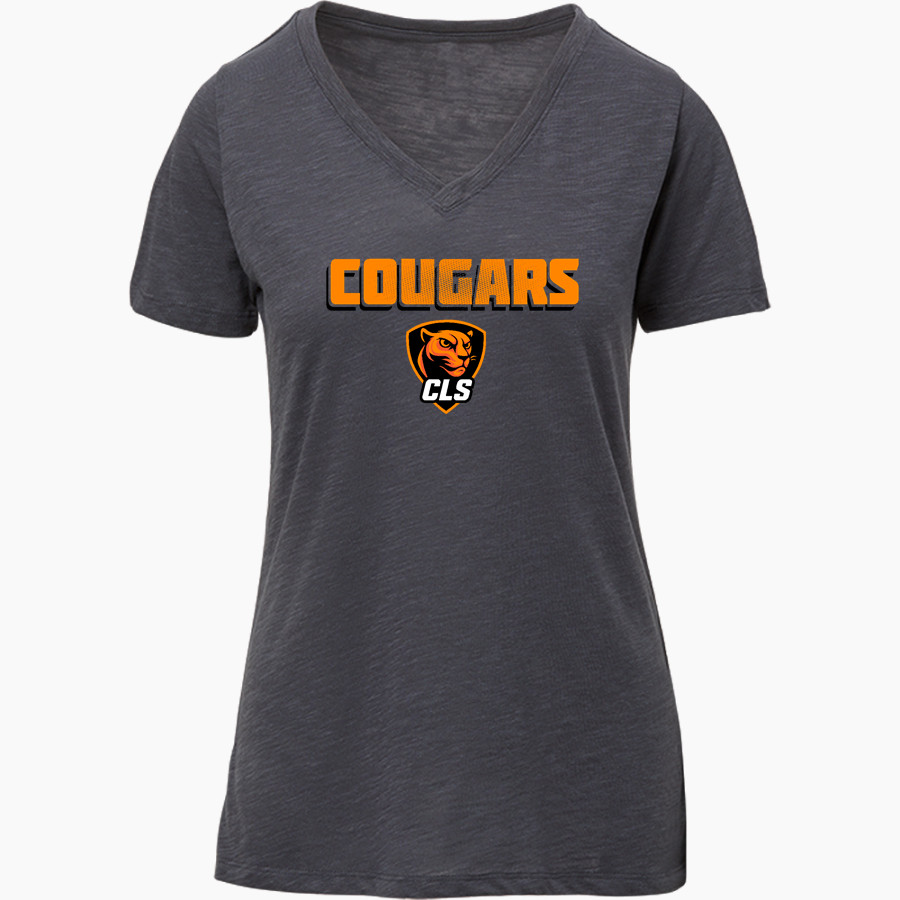 CHRIST LUTHERAN Cougars <span class="pdp-name-mascot">CHRIST LUTHERAN DAY SCHOOL Cougars</span> MV Sport Women's Vera Ringspun Slub V-Neck Tee