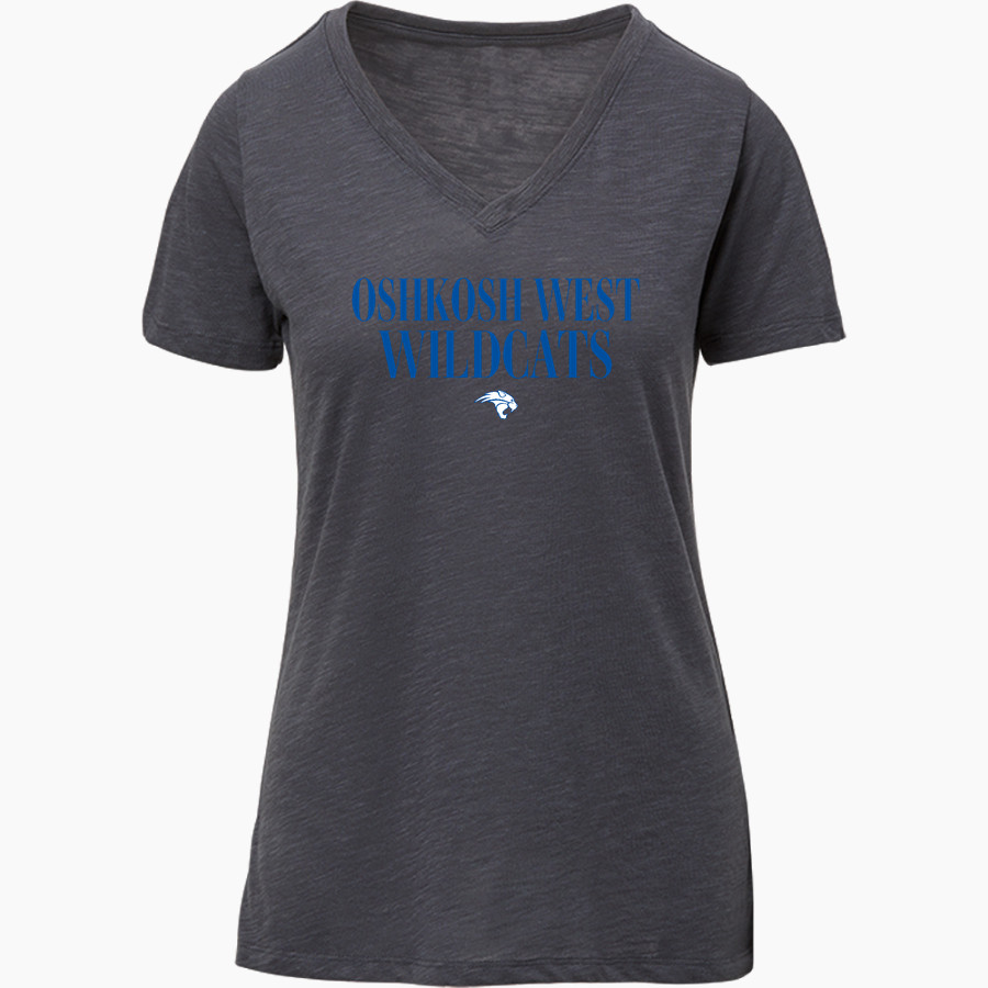OSHKOSH WEST HIGH SCHOOL WILDCATS <span class="pdp-name-mascot">OSHKOSH WEST WILDCATS</span> MV Sport Women's Vera Ringspun Slub V-Neck Tee