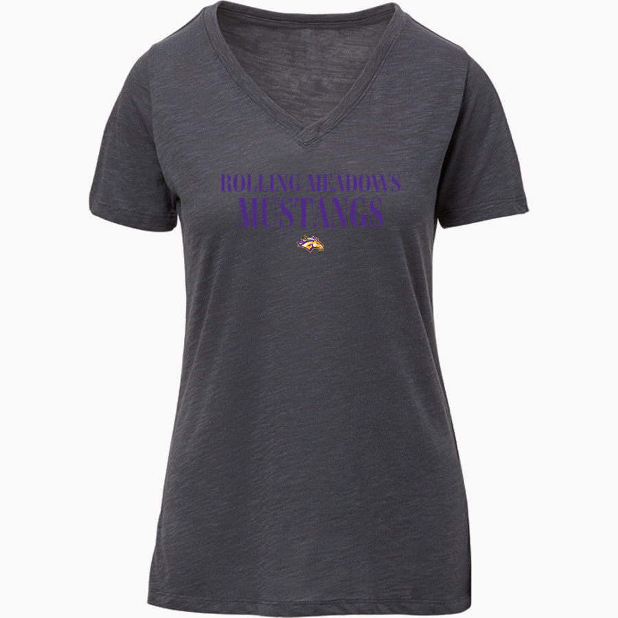 Rolling Meadows Mustangs MV Sport Women's Vera Ringspun Slub V-Neck Tee