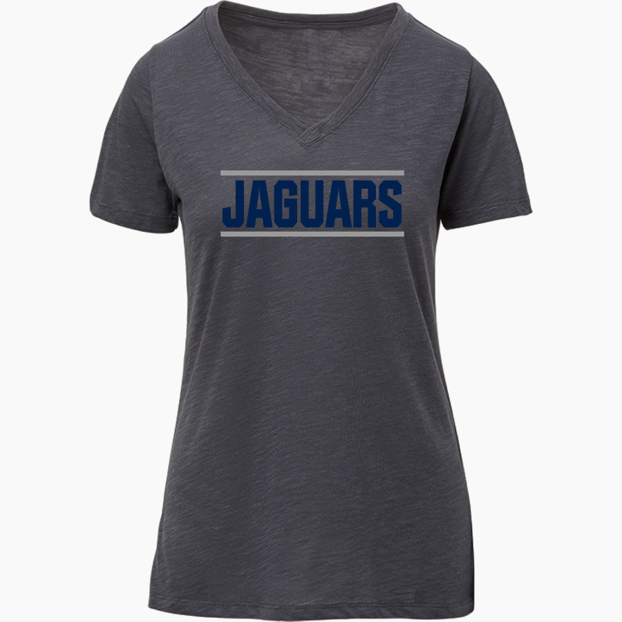 Emery Jaguars MV Sport Women's Vera Ringspun Slub V-Neck Tee