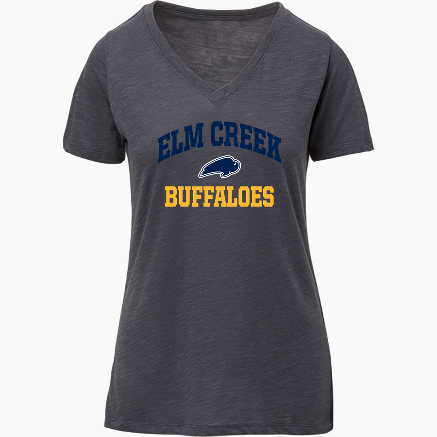 Elm Creek Buffaloes <span class="pdp-name-mascot">Elm Creek Buffaloes</span> MV Sport Women's Vera Ringspun Slub V-Neck Tee