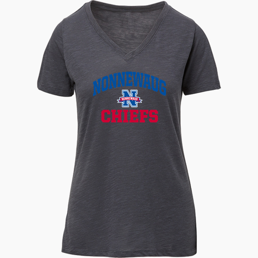 Nonnewaug Chiefs MV Sport Women's Vera Ringspun Slub V-Neck Tee