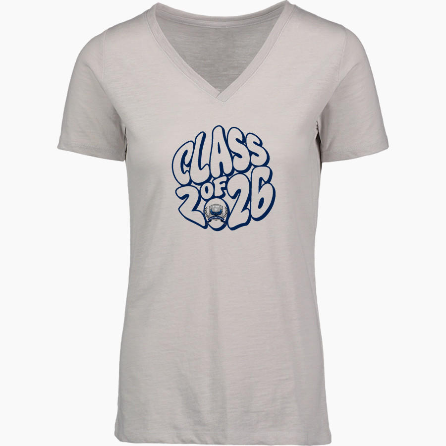 STEM Innovation Academy of the Oranges we rise together <span class="pdp-name-mascot">STEM Phoenix</span> MV Sport Women's Vera Ringspun Slub V-Neck Tee