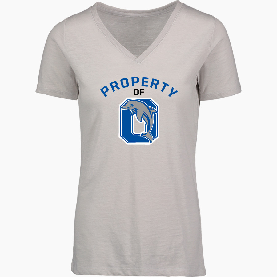 OCRACOKE SCHOOL DOLPHINS <span class="pdp-name-mascot">OCRACOKE DOLPHINS</span> MV Sport Women's Vera Ringspun Slub V-Neck Tee