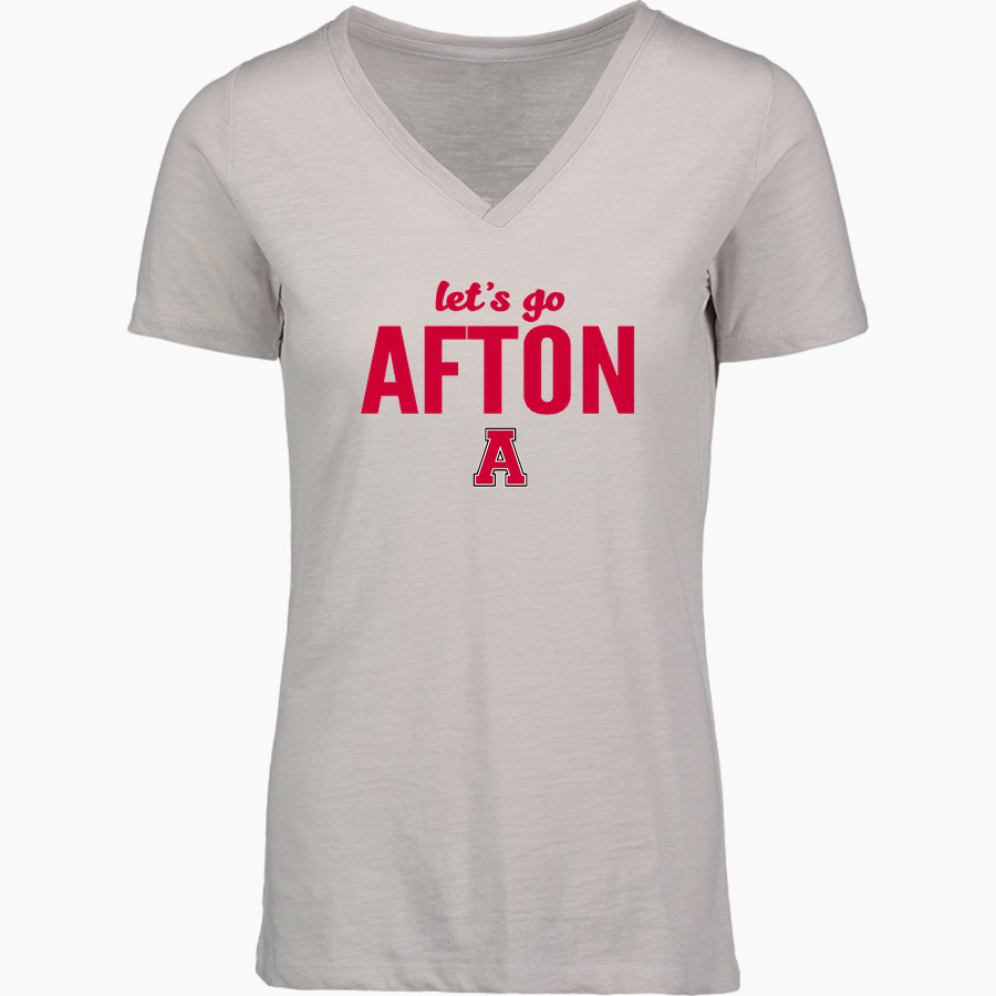 Afton Crimson Knights <span class="pdp-name-mascot">Afton Central High School Crimson Knights</span> MV Sport Women's Vera Ringspun Slub V-Neck Tee