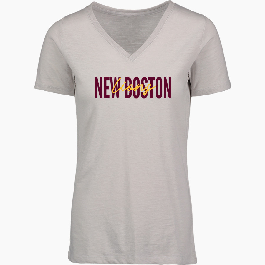 NEW BOSTON HIGH SCHOOL LIONS <span class="pdp-name-mascot">NEW BOSTON LIONS</span> MV Sport Women's Vera Ringspun Slub V-Neck Tee