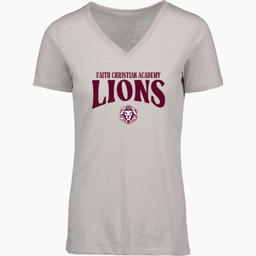 FAITH CHRISTIAN ACADEMY LIONS MV Sport Women's Vera Ringspun Slub V-Neck Tee