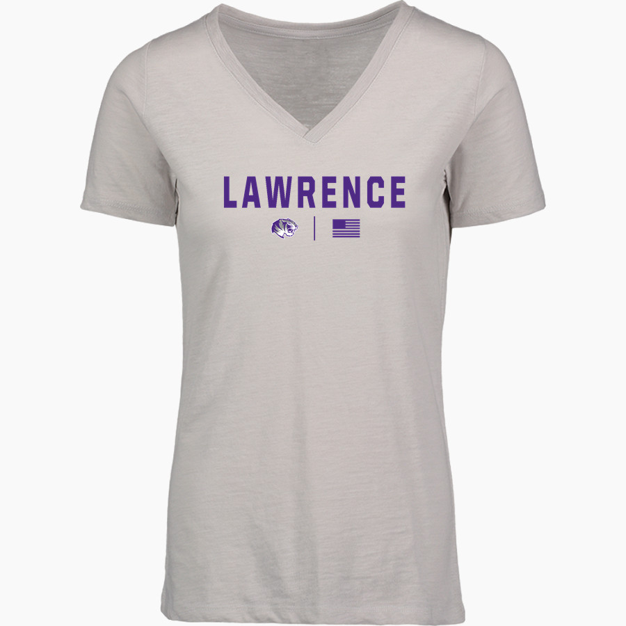 LAWRENCE HIGH SCHOOL TIGERS <span class="pdp-name-mascot">LAWRENCE TIGERS</span> MV Sport Women's Vera Ringspun Slub V-Neck Tee