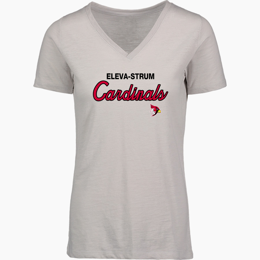 Eleva-Strum Cardinals <span class="pdp-name-mascot">Eleva-Strum Cardinals</span> MV Sport Women's Vera Ringspun Slub V-Neck Tee