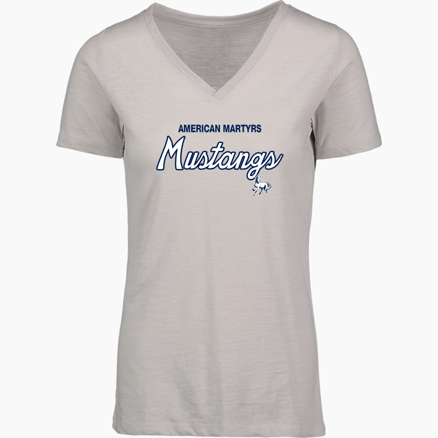 American Martyrs Mustangs <span class="pdp-name-mascot">American Martyrs Mustangs</span> MV Sport Women's Vera Ringspun Slub V-Neck Tee