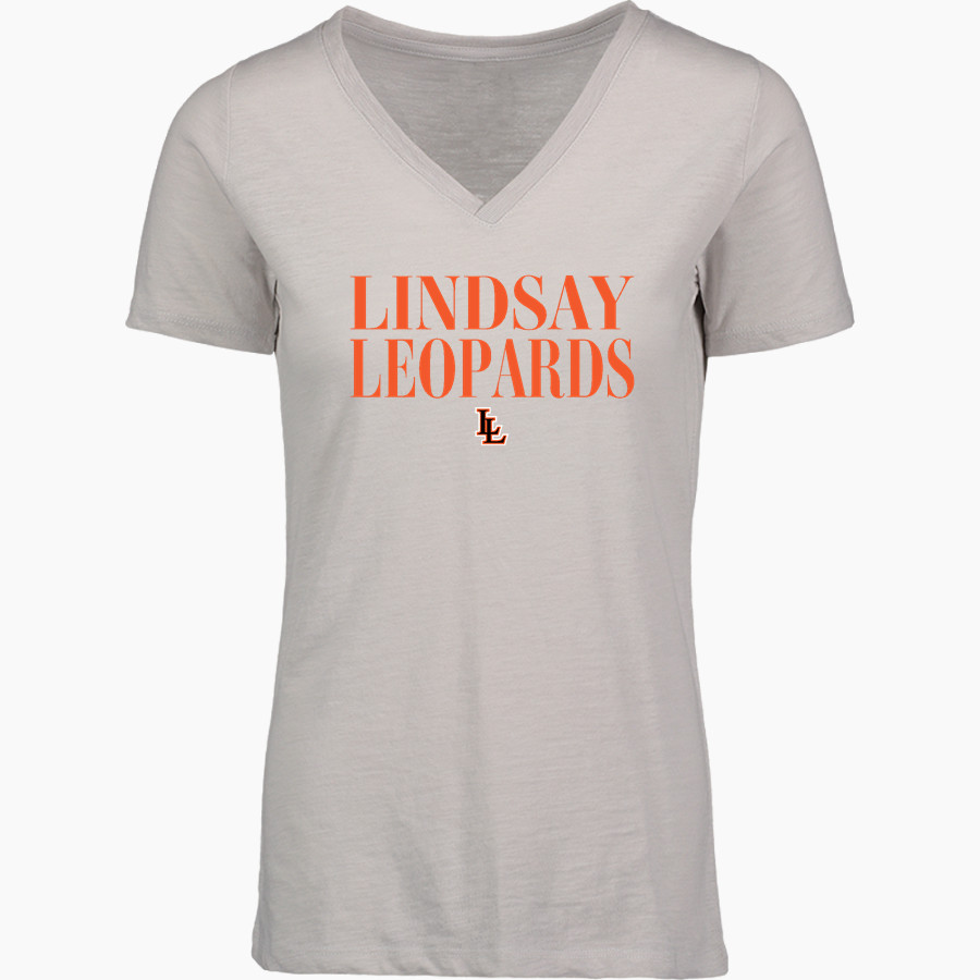 LINDSAY SCHOOL DISTRICT 9 LEOPARDS <span class="pdp-name-mascot">LINDSAY LEOPARDS</span> MV Sport Women's Vera Ringspun Slub V-Neck Tee