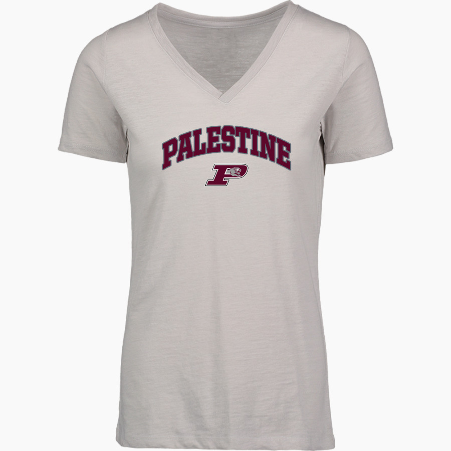 PALESTINE HIGH SCHOOL WILDCATS <span class="pdp-name-mascot">PALESTINE WILDCATS</span> MV Sport Women's Vera Ringspun Slub V-Neck Tee