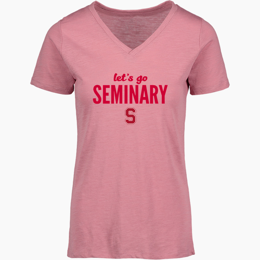 Seminary Cardinals <span class="pdp-name-mascot">Seminary Cardinals</span> MV Sport Women's Vera Ringspun Slub V-Neck Tee