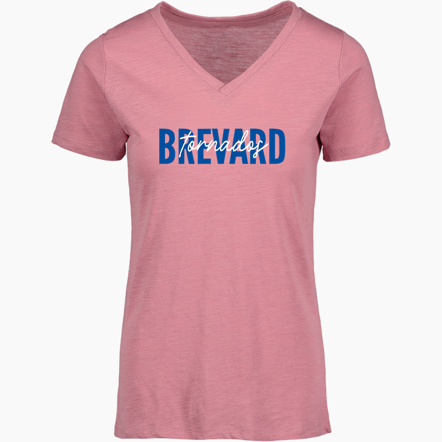 Brevard College Tornados Online Store MV Sport Women's Vera Ringspun Slub V-Neck Tee