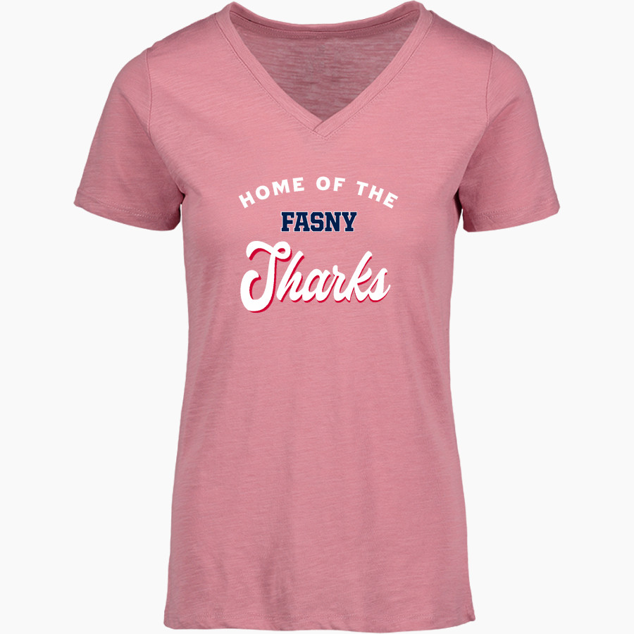 French-American School of New York - Online Store <span class="pdp-name-mascot">French-American School Sharks</span> MV Sport Women's Vera Ringspun Slub V-Neck Tee