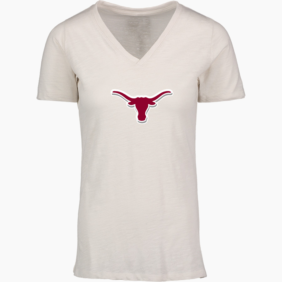 LOCKNEY HIGH SCHOOL LONGHORNS MV Sport Women's Vera Ringspun Slub V-Neck Tee