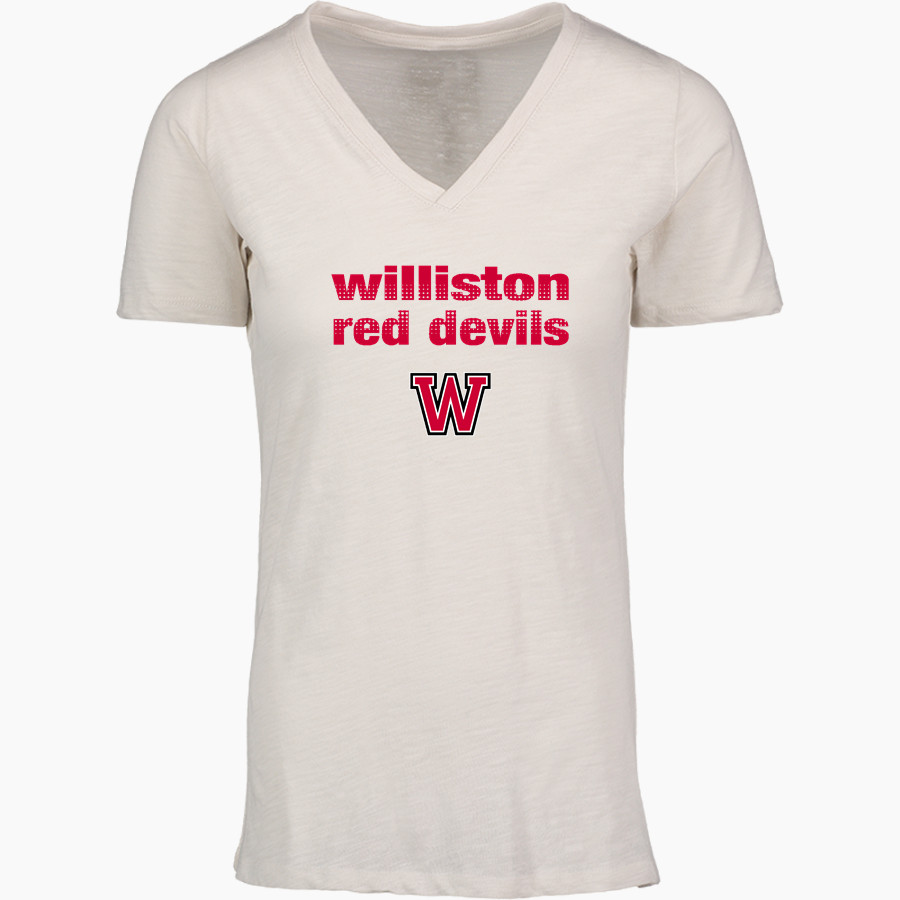 WILLISTON HIGH SCHOOL RED DEVILS <span class="pdp-name-mascot">WILLISTON RED DEVILS</span> MV Sport Women's Vera Ringspun Slub V-Neck Tee