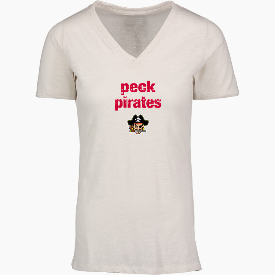PECK COMMUNITY Pirates <span class="pdp-name-mascot">PECK COMMUNITY SCHOOLS Pirates</span> MV Sport Women's Vera Ringspun Slub V-Neck Tee
