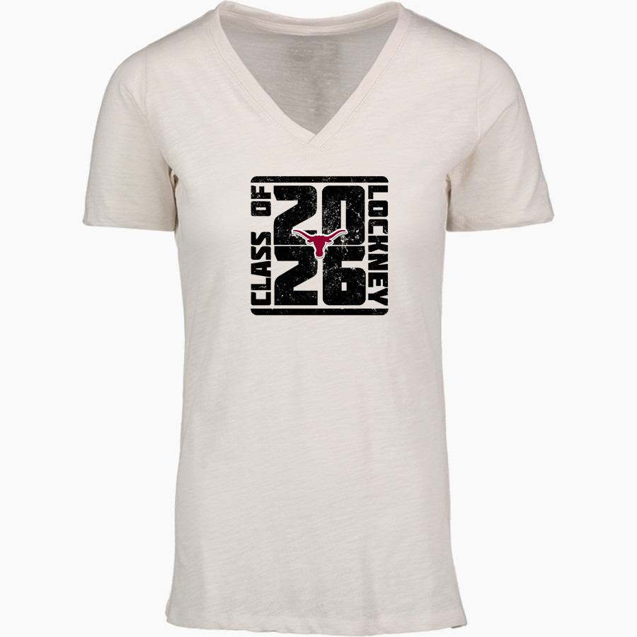 LOCKNEY HIGH SCHOOL LONGHORNS <span class="pdp-name-mascot">LOCKNEY LONGHORNS</span> MV Sport Women's Vera Ringspun Slub V-Neck Tee