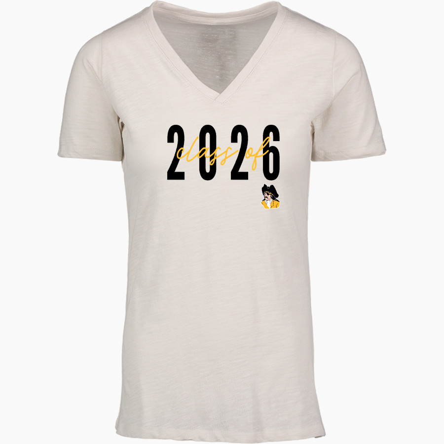 ASHTON-FRANKLIN CENTER H S RAIDERS MV Sport Women's Vera Ringspun Slub V-Neck Tee