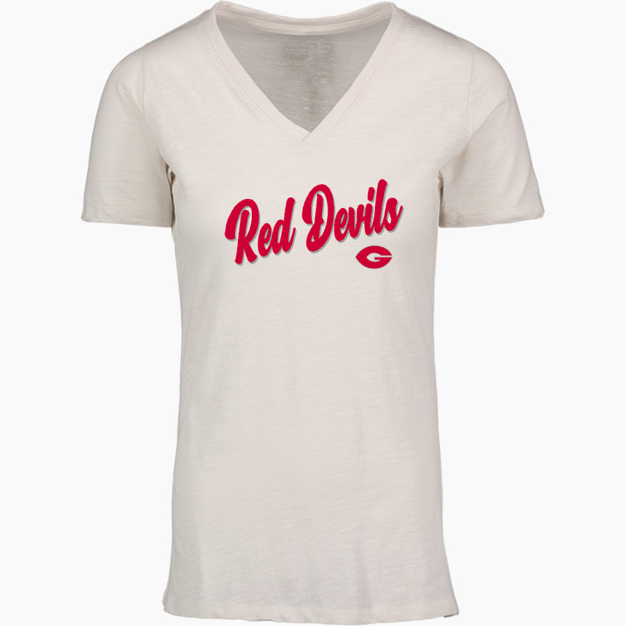 Germantown Red Devils <span class="pdp-name-mascot">Germantown Red Devils</span> MV Sport Women's Vera Ringspun Slub V-Neck Tee