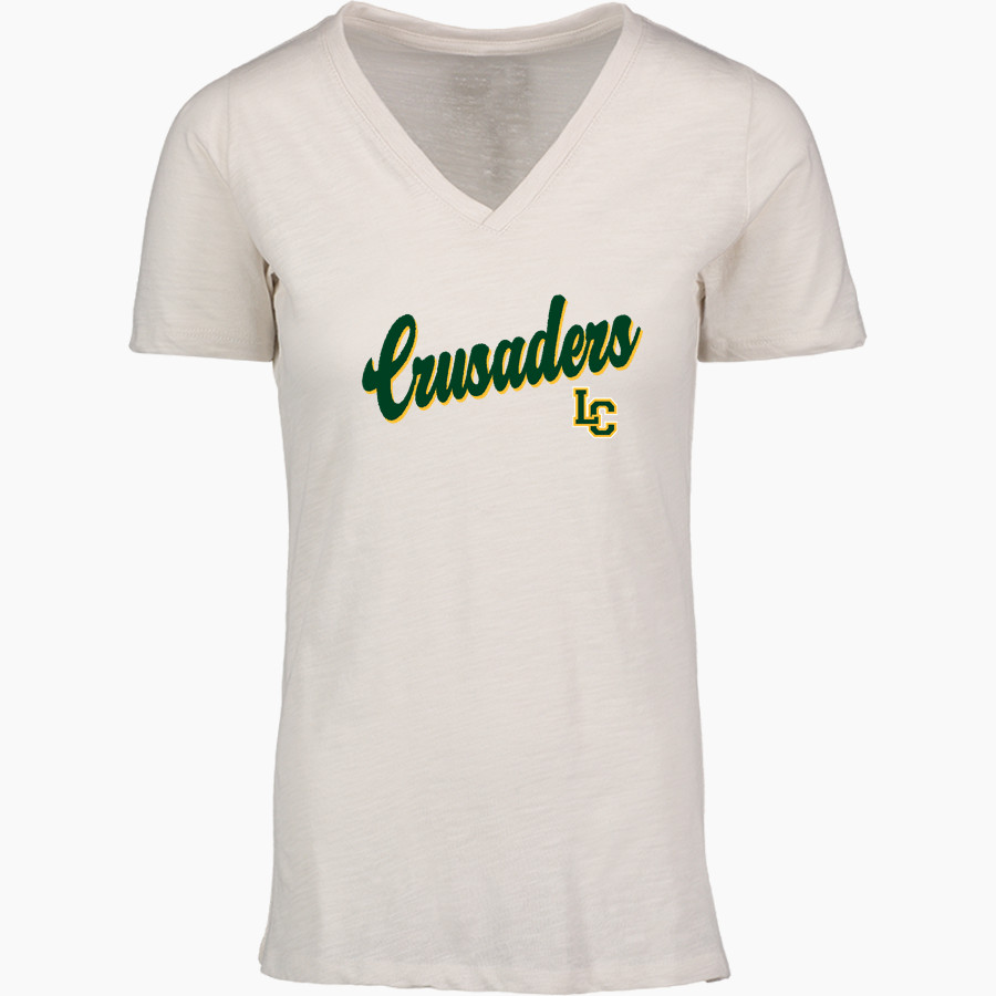 LANSDALE CATHOLIC HIGH SCHOOL Crusaders Online Store <span class="pdp-name-mascot">LANSDALE CRUSADERS</span> MV Sport Women's Vera Ringspun Slub V-Neck Tee