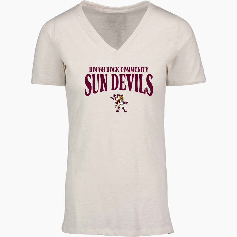 ROUGH ROCK COMMUNITY SCHOOL SUN DEVILS <span class="pdp-name-mascot">ROUGH ROCK COMMUNITY SUN DEVILS</span> MV Sport Women's Vera Ringspun Slub V-Neck Tee