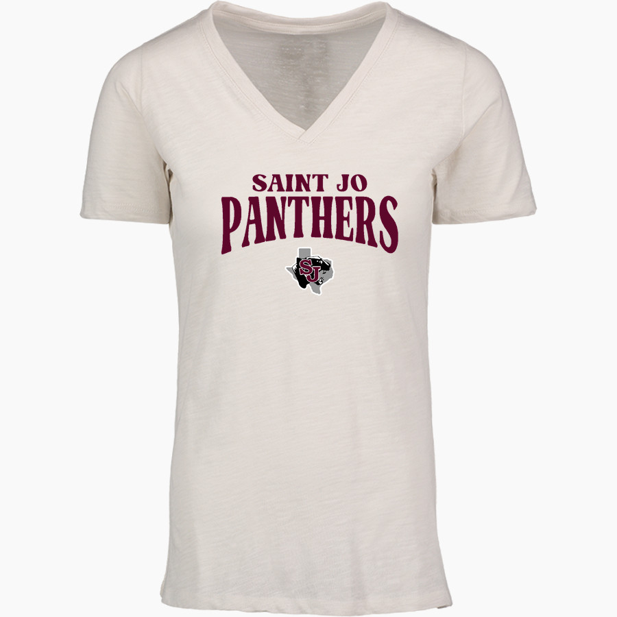 SAINT JO HIGH SCHOOL PANTHERS <span class="pdp-name-mascot">SAINT JO PANTHERS</span> MV Sport Women's Vera Ringspun Slub V-Neck Tee