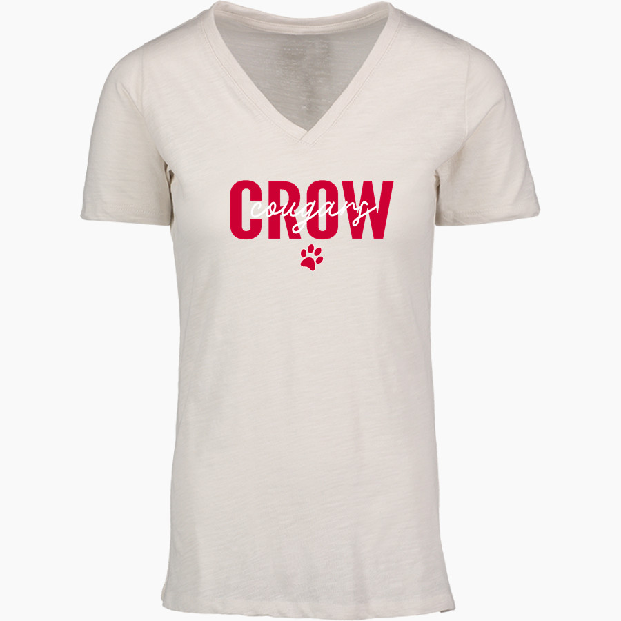 CROW HIGH SCHOOL Cougars Online Store <span class="pdp-name-mascot">CROW COUGARS</span> MV Sport Women's Vera Ringspun Slub V-Neck Tee