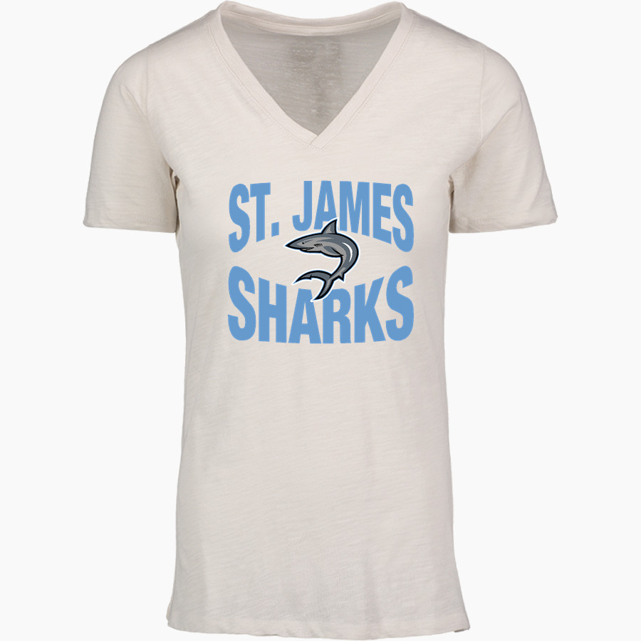 St. James Sharks MV Sport Women's Vera Ringspun Slub V-Neck Tee