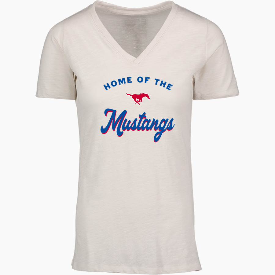 ARKOMA HIGH SCHOOL MUSTANGS <span class="pdp-name-mascot">ARKOMA MUSTANGS</span> MV Sport Women's Vera Ringspun Slub V-Neck Tee