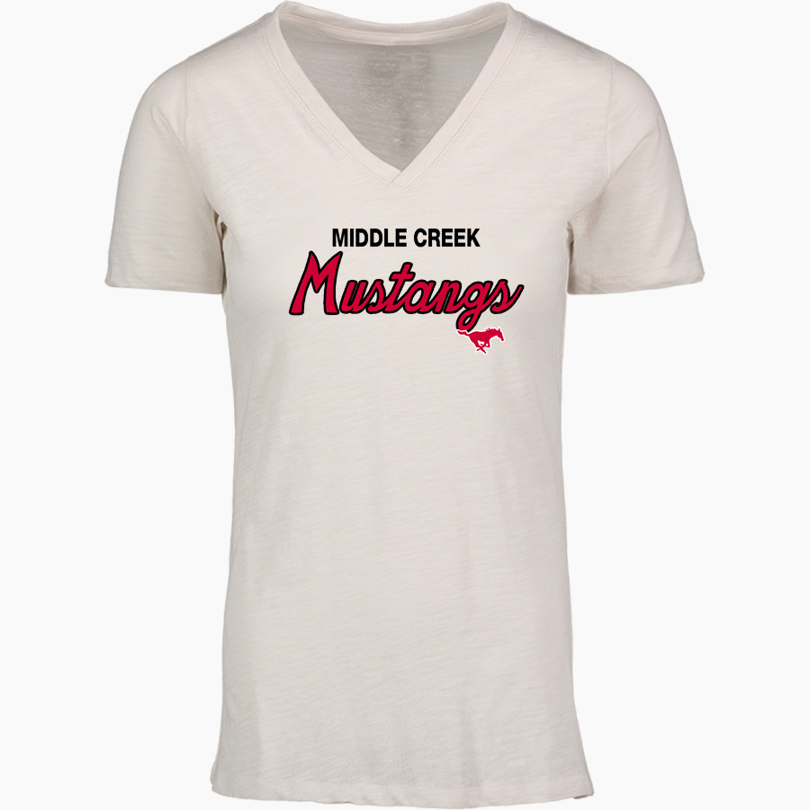 MIDDLE CREEK HIGH SCHOOL MUSTANGS MV Sport Women's Vera Ringspun Slub V-Neck Tee